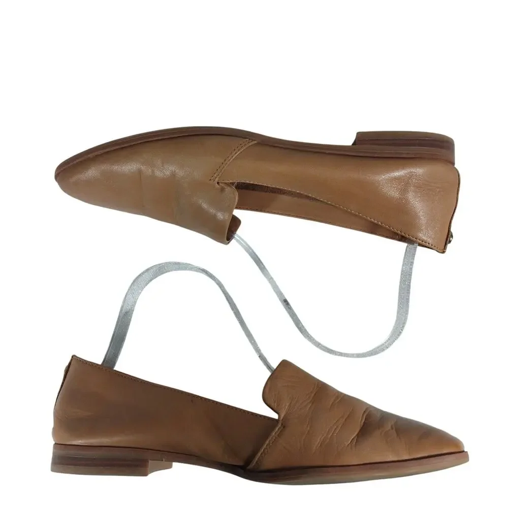 ALDO! PECAN BROWN GENUINE LEATHER NIPPED TOE, FLEX SOLE, PADDED FLATS! SZ 8.5M